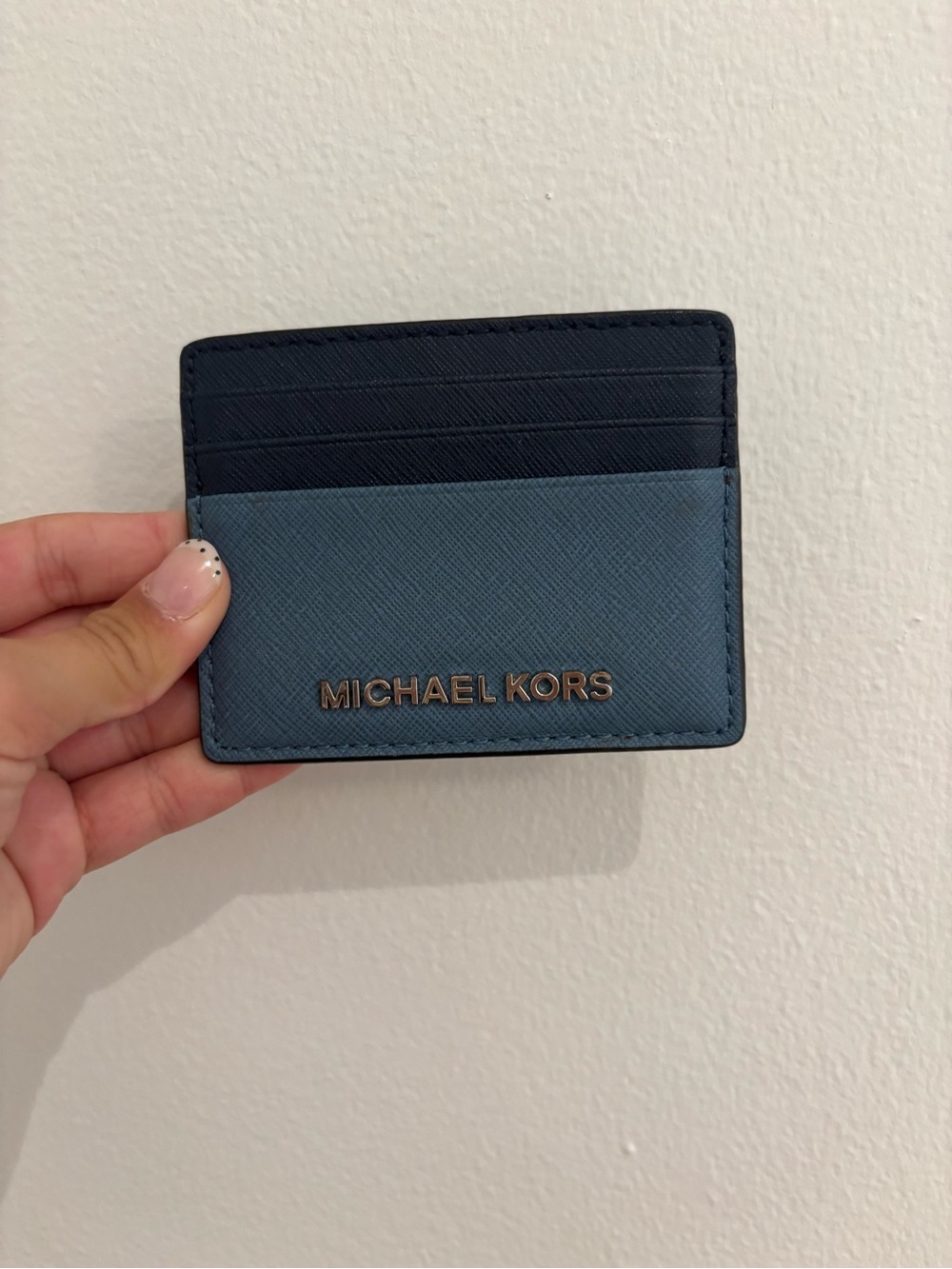 Michael Kors Men's Two-Tone Blue Card Holder